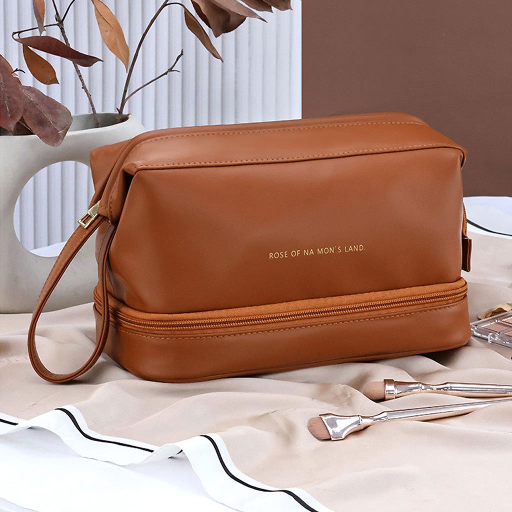 Trousse Maquillage Double Couche Grande Capacité en Cuir PU Imperméable حقيبة مكياج مزدوجة الطبقة بسعة كبيرة من الجلد المقاوم للماء image 4