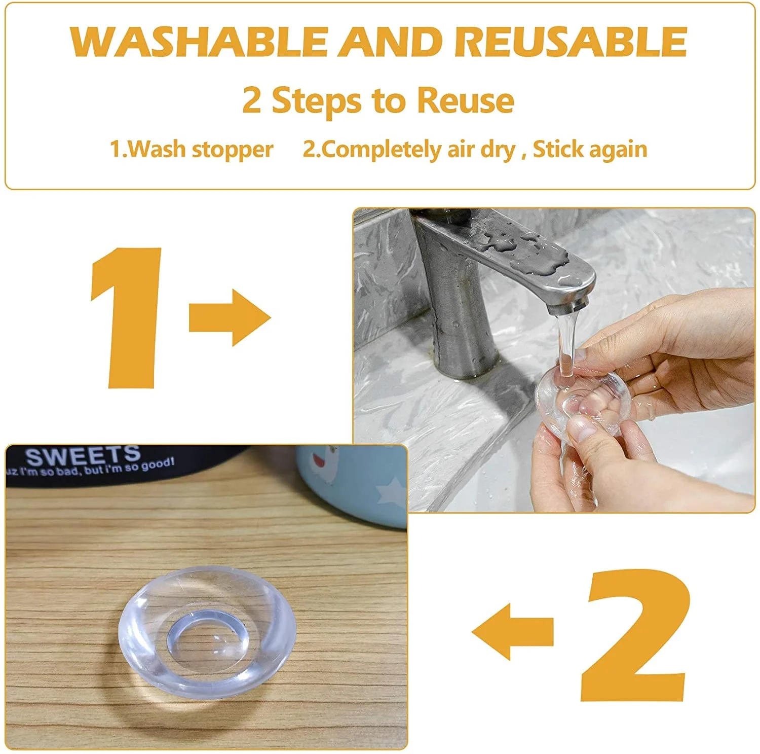 8 pcs Masse-porte adhésif anti-choc et anti-bruit pour murs image 4