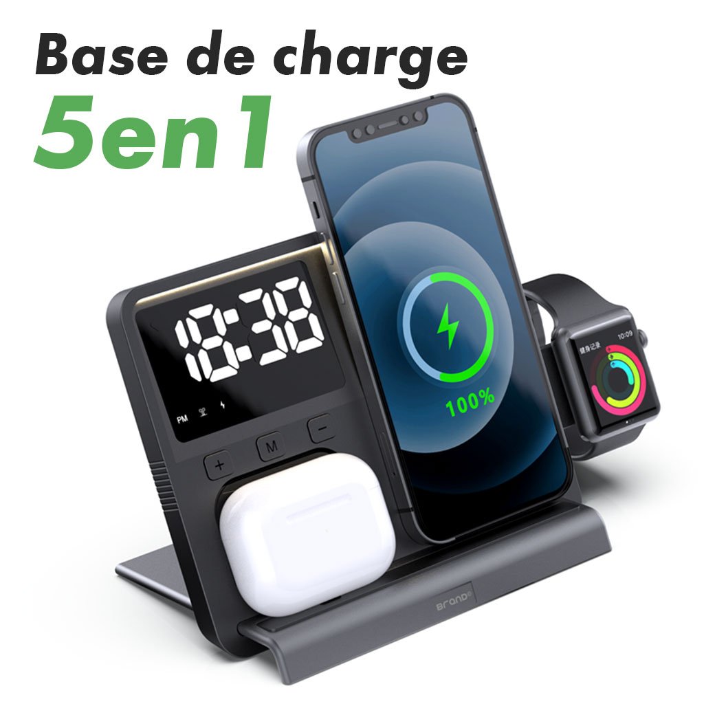 Chargeur Sans Fil Magnétique 5 en 1 Pliable – Apple Watch, iPhone, AirPods image 1