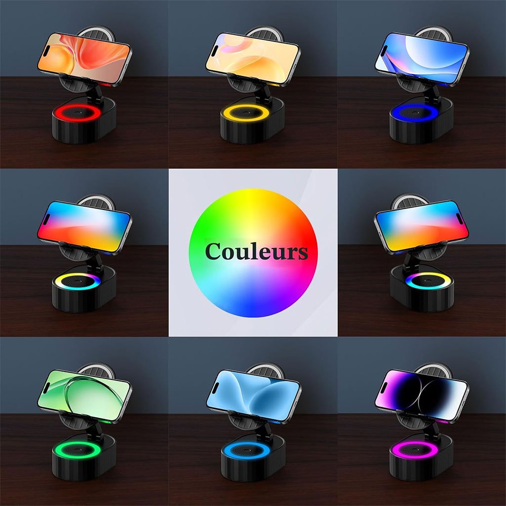 Haut-parleur Bluetooth intelligent à induction avec support et éclairage LED image 6