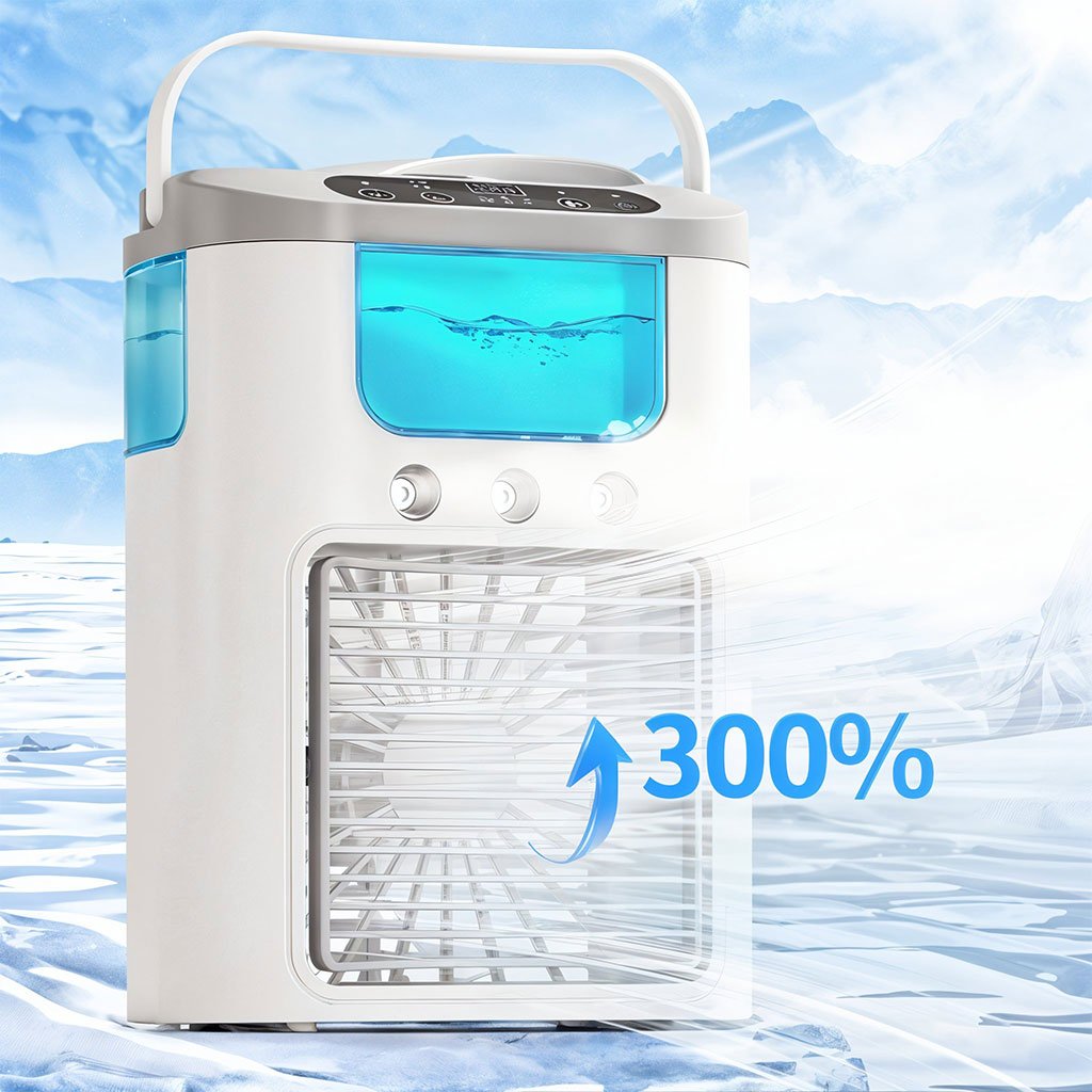Mini Refroidisseur d’Air 3-en-1 avec USB, Humidificateur et Veilleuse LED image 1