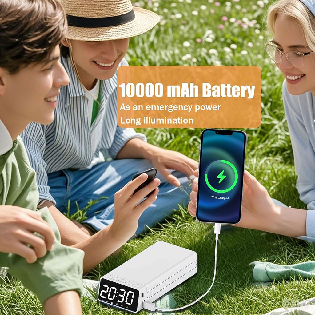 Lampe de bureau rechargeable sans fil avec réveil LED et power bank 10 000 mAh image 1