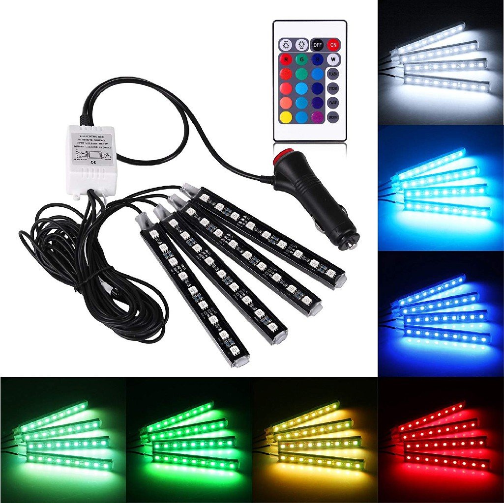 Éclairage Intérieur LED Voiture avec Télécommande – Multicolore et Musical image 2