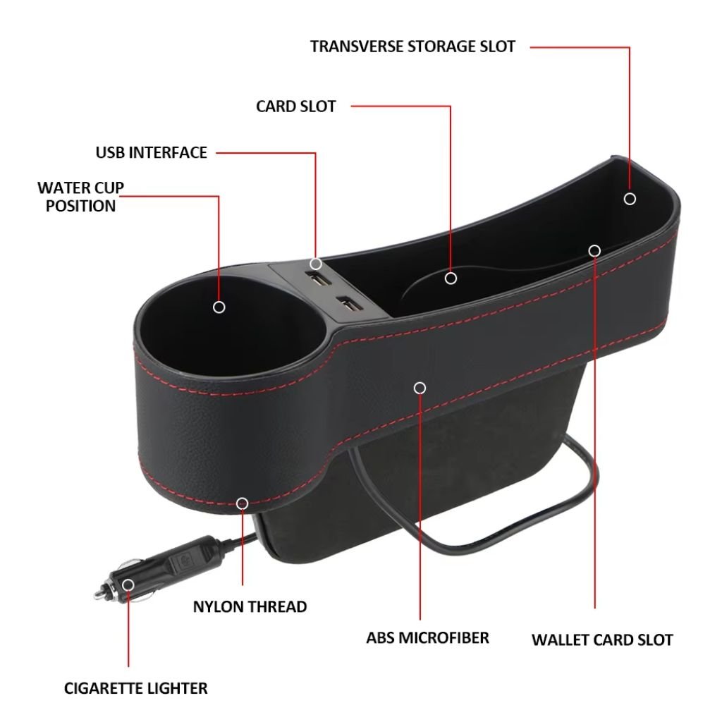Organiseur Latéral de Siège avec Chargeur USB et Porte-Gobelet image 8