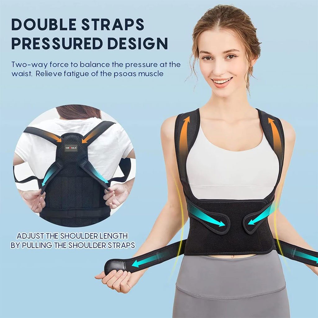 Correcteur de Posture Dos Réglable Unisexe avec Soutien Lombaire Respirant دعامة ظهر لتقويم الوضعية قابلة للتعديل للجنسين مع دعم قطني وتنفس عالي image 1