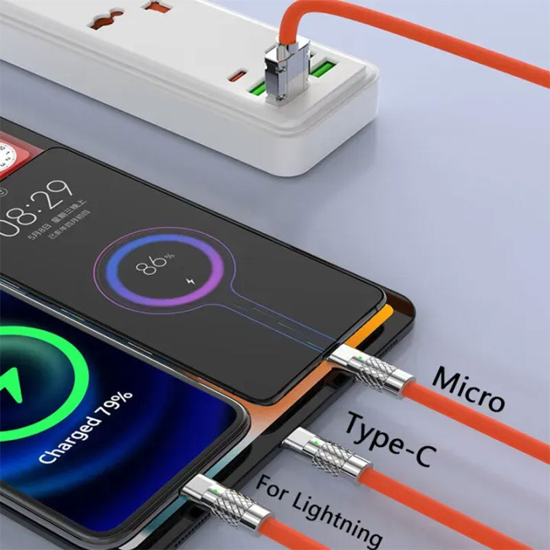 Câble de Charge Universel 180° Pivotant : La Solution de Charge 3-en-1 Ultime et Rapide