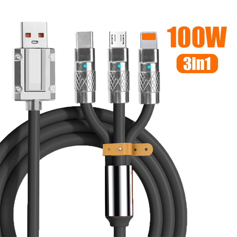 Câble de Charge Universel 180° Pivotant : La Solution de Charge 3-en-1 Ultime et Rapide