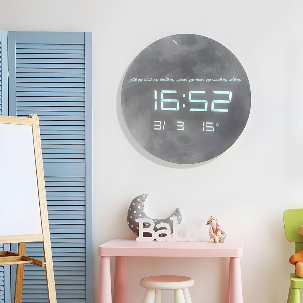 Horloge Murale LED 13" avec Température et Calendrier image 0