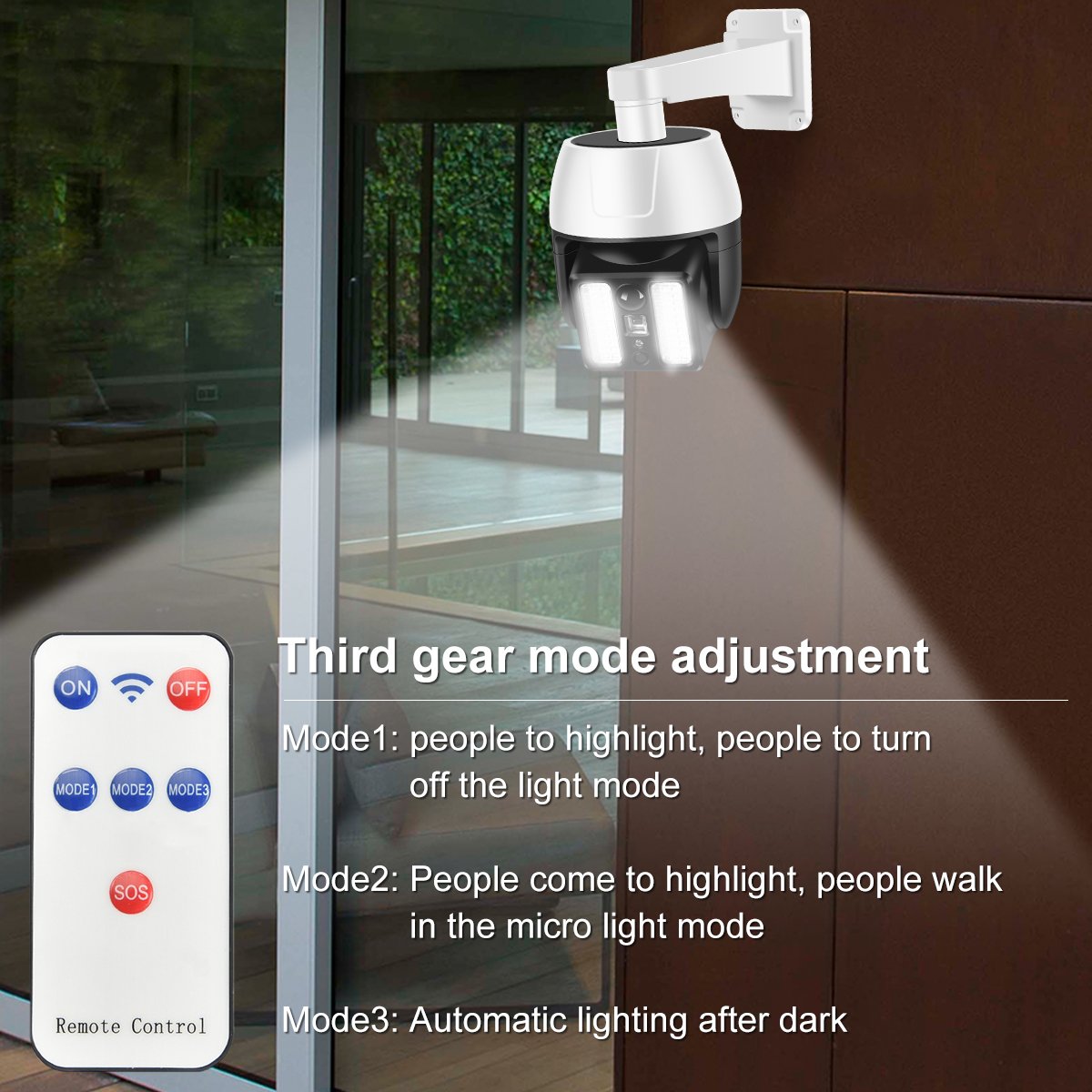 Applique Murale Solaire Détecteur de Mouvement 66 LED – Télécommande et 3 Modes image 6