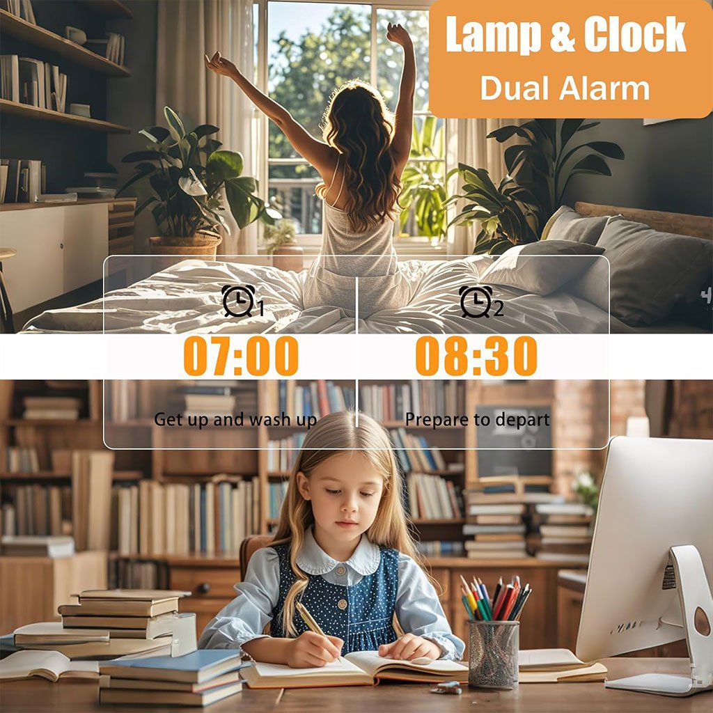 Lampe de bureau rechargeable sans fil avec réveil LED et power bank 10 000 mAh image 8
