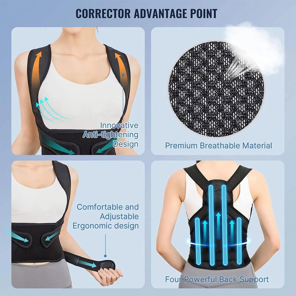 Correcteur de Posture Dos Réglable Unisexe avec Soutien Lombaire Respirant دعامة ظهر لتقويم الوضعية قابلة للتعديل للجنسين مع دعم قطني وتنفس عالي image 0