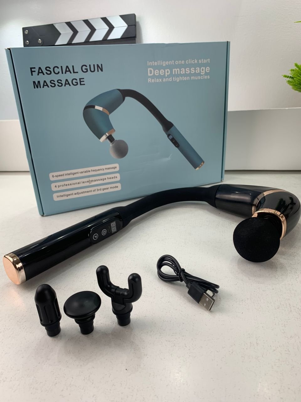 Pistolet de Massage poignée allongée avec 4 têtes – Soulagement Rapide et Design Ergonomique image 5