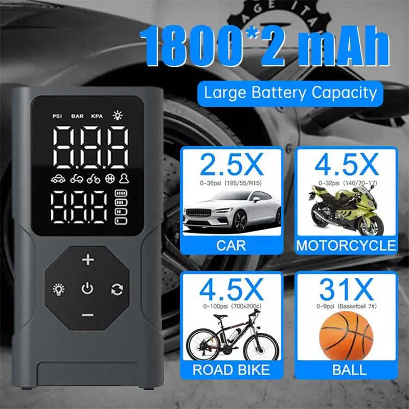 Mini Compresseur d’Air 150 PSI Sans Fil – Gonflage Rapide et Intelligent