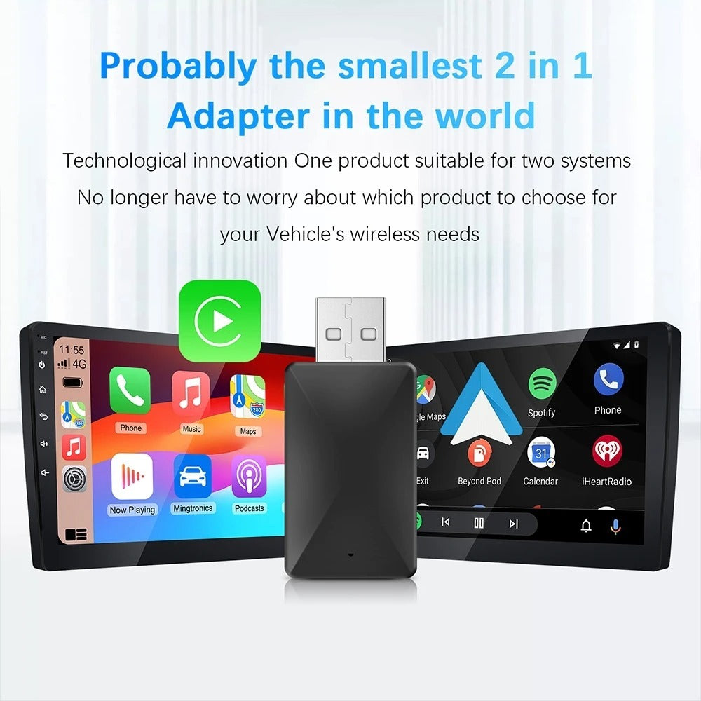 Adaptateur Sans Fil 2-en-1 : CarPlay et Android Auto