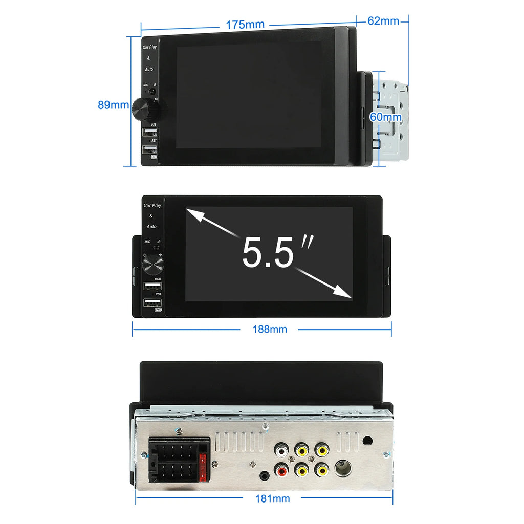 Autoradio 1-DIN HD 5" – CarPlay & Android Auto