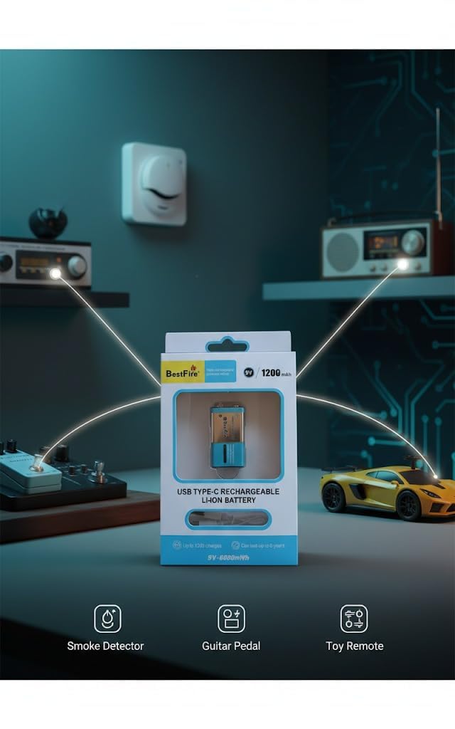 Pile Rechargeable 9V USB-C 6000mWh – Puissance Stable