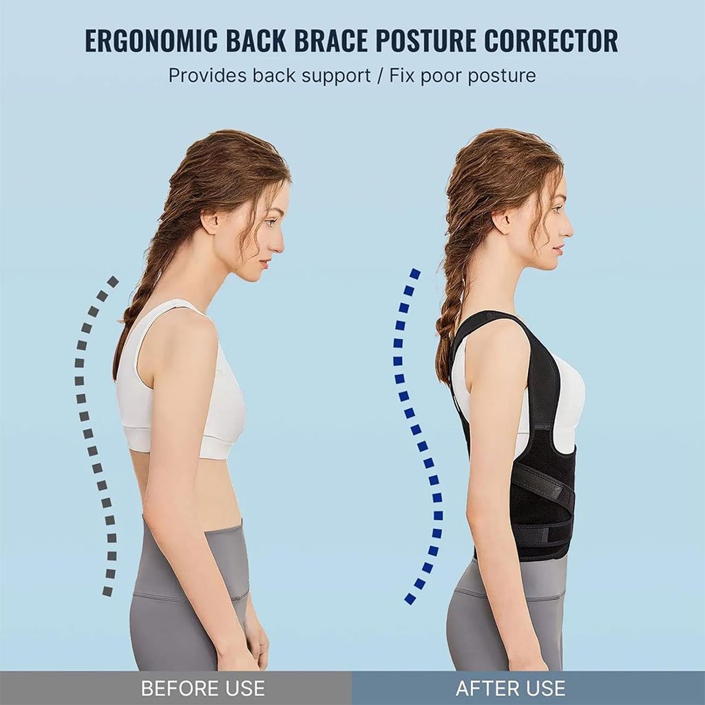 Correcteur de Posture Dos Réglable Unisexe avec Soutien Lombaire Respirant دعامة ظهر لتقويم الوضعية قابلة للتعديل للجنسين مع دعم قطني وتنفس عالي image 9