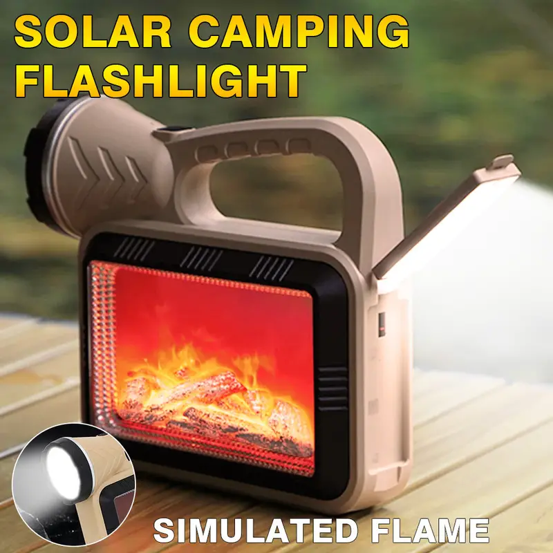 Lampe Solaire Multifonction à Main – Flamme Réaliste et Éclairage COB image 5