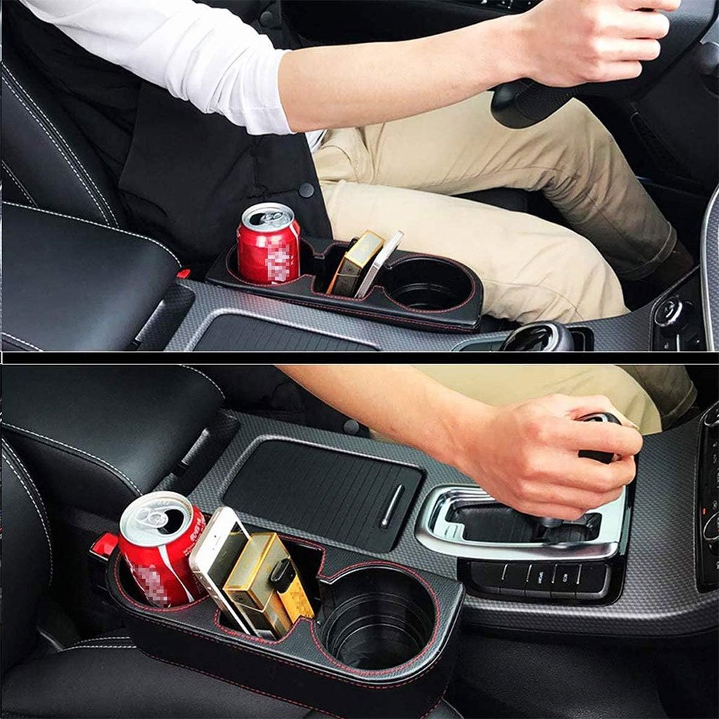 Organiseur de Siège Voiture avec Double Porte-Gobelet et Rangement Central image 9