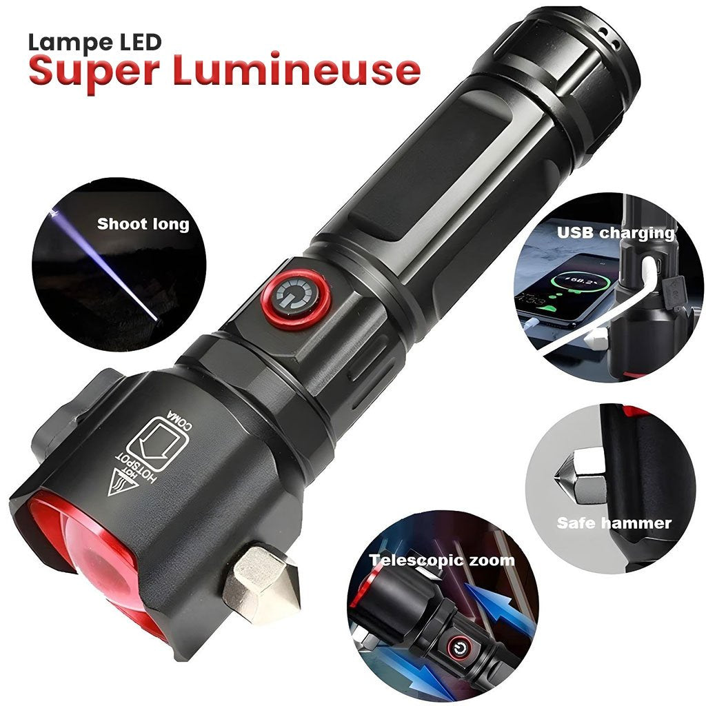 Lampe torche LED rechargeable avec Power Bank مصباح يدوي قابل للشحن مع باور بانك image 3