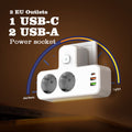 Prise Murale Multifonction – 2 Prises EU + 3 Ports USB dont USB-C
