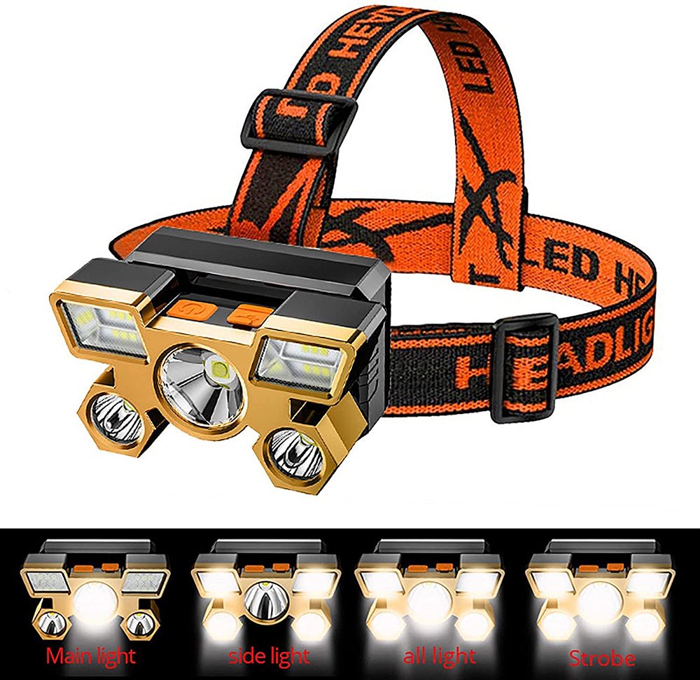 Lampe Frontale Rechargeable USB à 5 LED – Batterie Intégrée مصباح رأس قابل لإعادة الشحن image 3