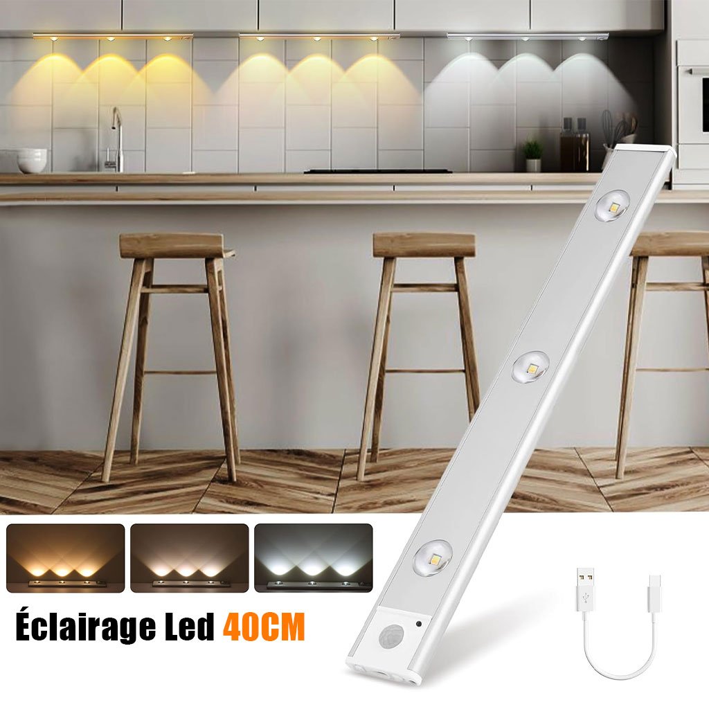 Lampe LED Rechargeable avec Détecteur De Mouvement Intérieur 3 Modes 40CM image 0