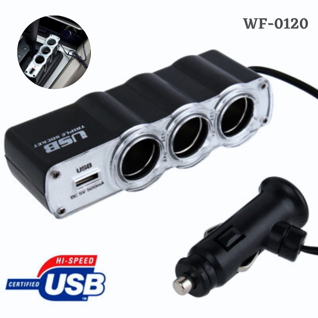 Chargeur Allume-Cigare Voiture 3 Prises avec Port USB – WF-0096 image 7