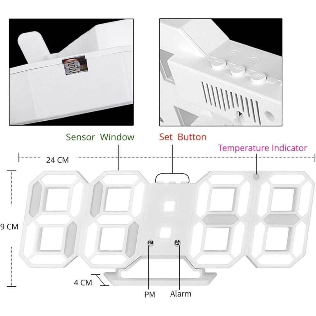 Horloge Murale LED 3D Multifonction avec Température et Calendrier image 4