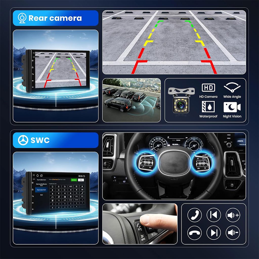 Autoradio Tactile 2 Din 7" avec Bluetooth, Caméra de Recul et Mirror Link image 3
