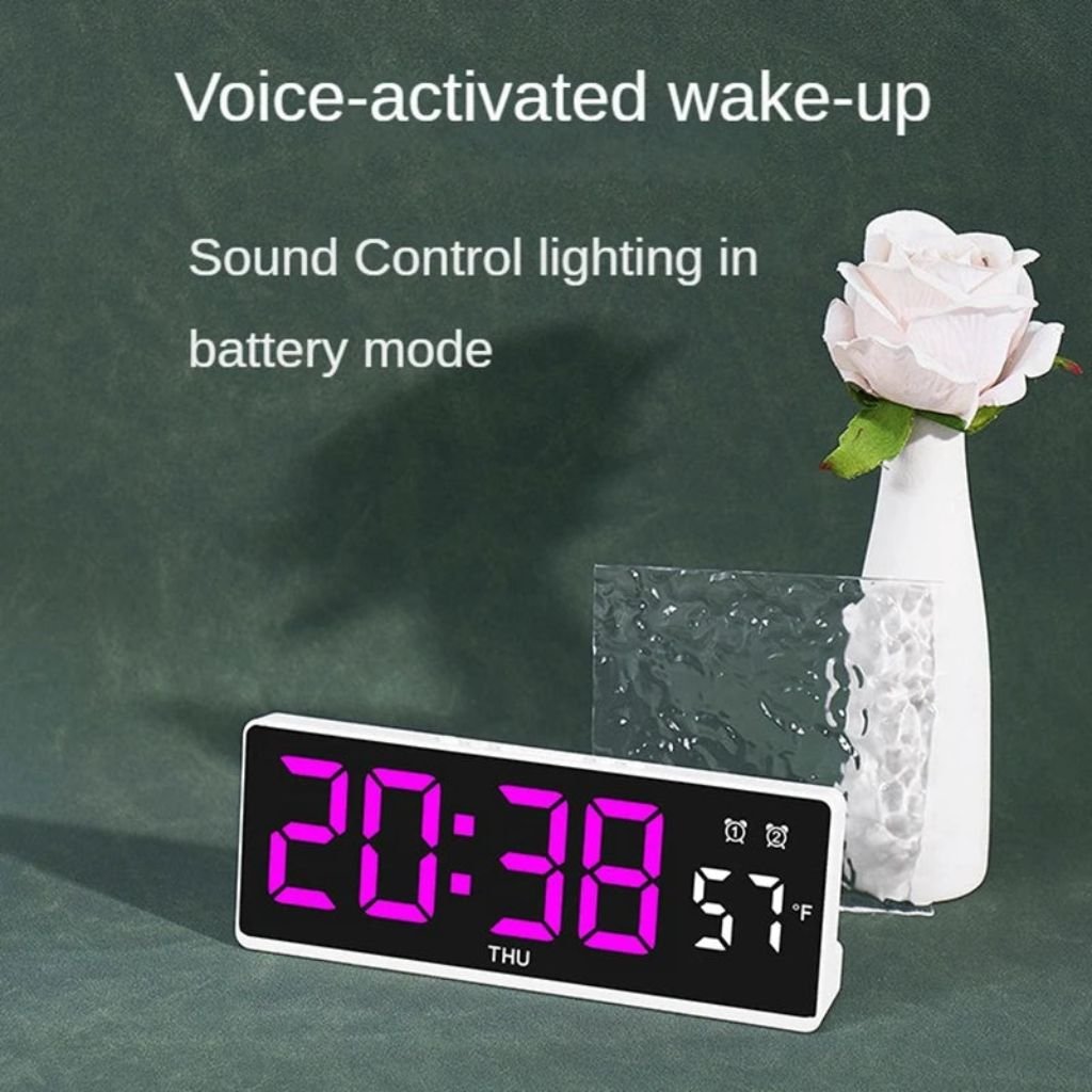 Horloge Murale Numérique LCD avec Température, Humidité et Alarm image 2