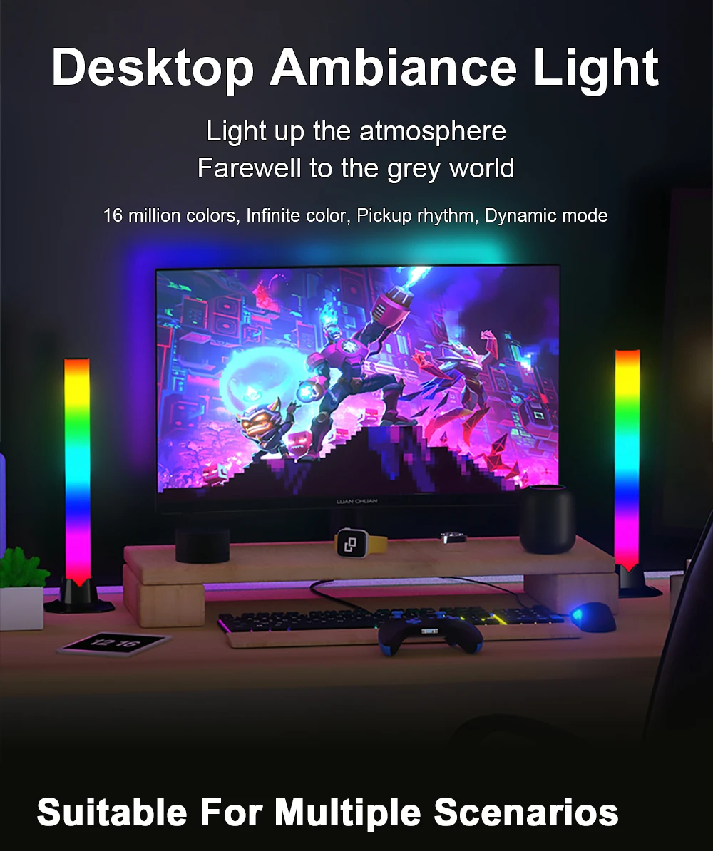 2 pcs Barre LED RGB intelligente synchronisée avec la musique image 0