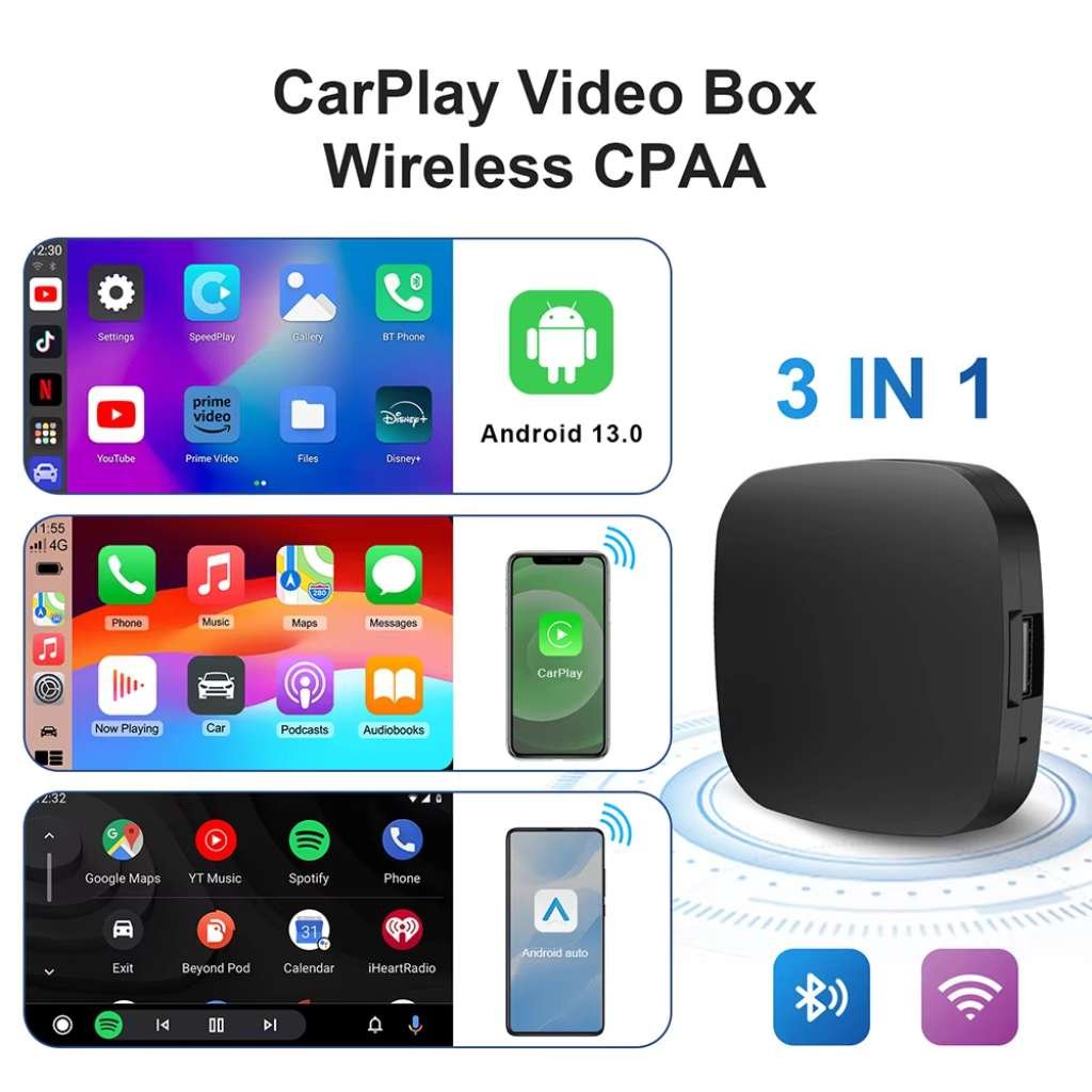 Boîtier CarPlay Sans Fil Android 13 – Multimédia et Streaming Intégrés image 0