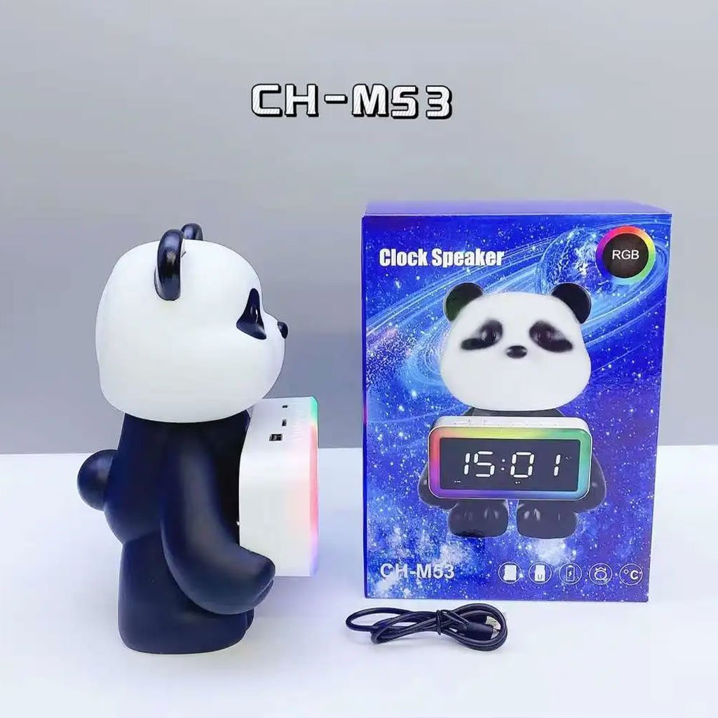Enceinte Bluetooth en forme de panda CH-M53 avec horloge et réveil image 3