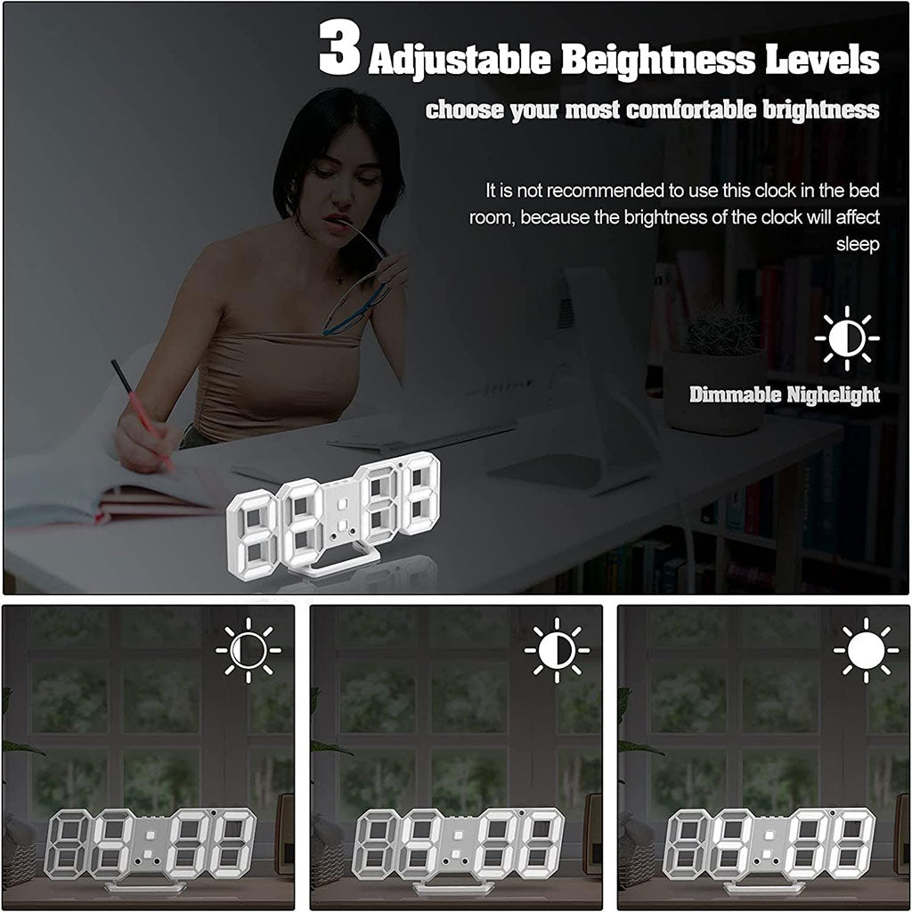 Horloge Murale LED 3D – Affichage Automatique & Design Moderne