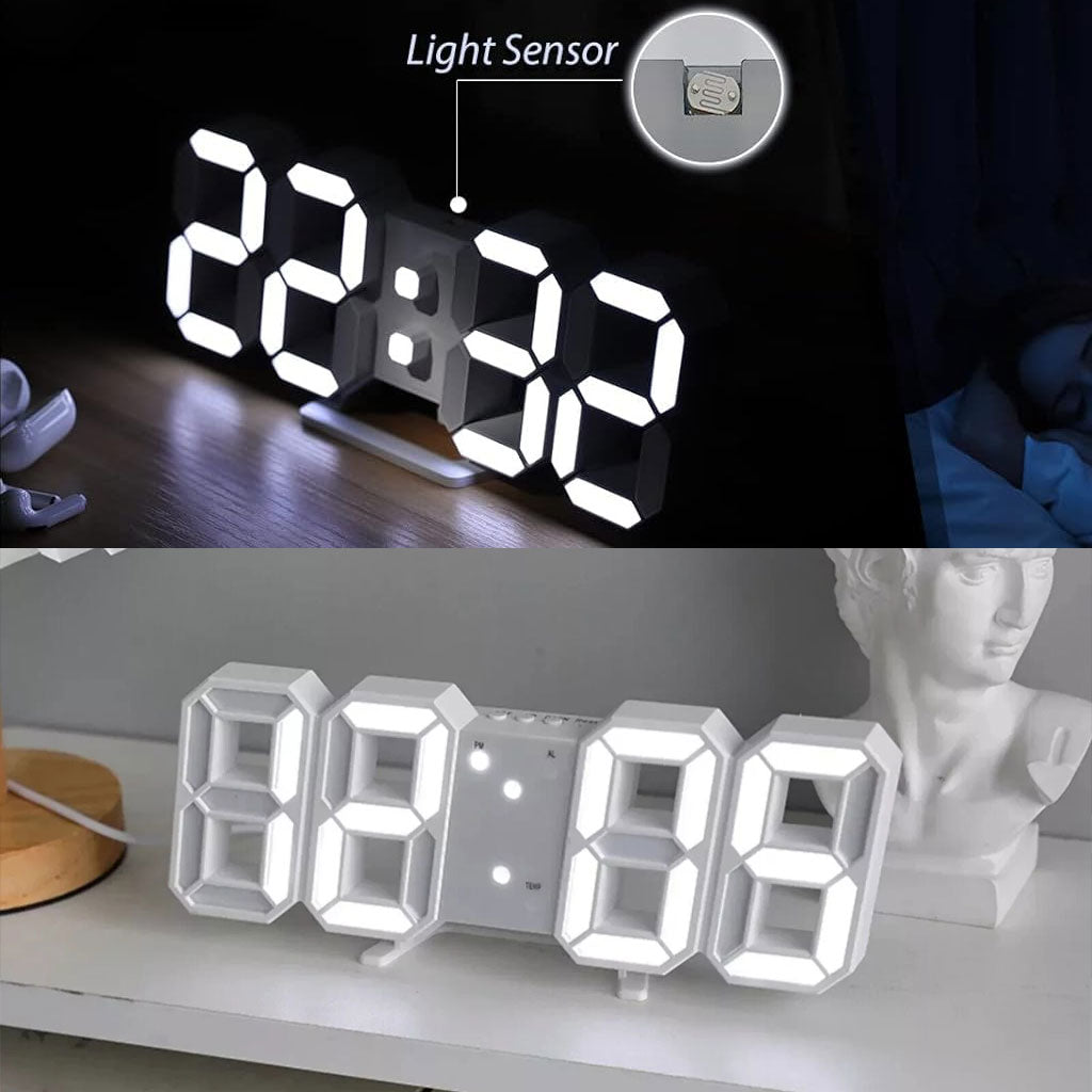Horloge Murale LED 3D – Affichage Automatique & Design Moderne
