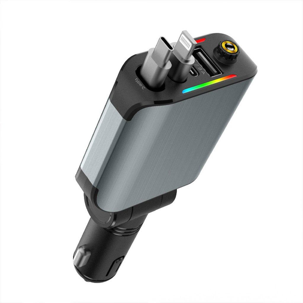 Chargeur de Voiture Rétractable 4 en 1 – Rapide et Ambiance LED image 0