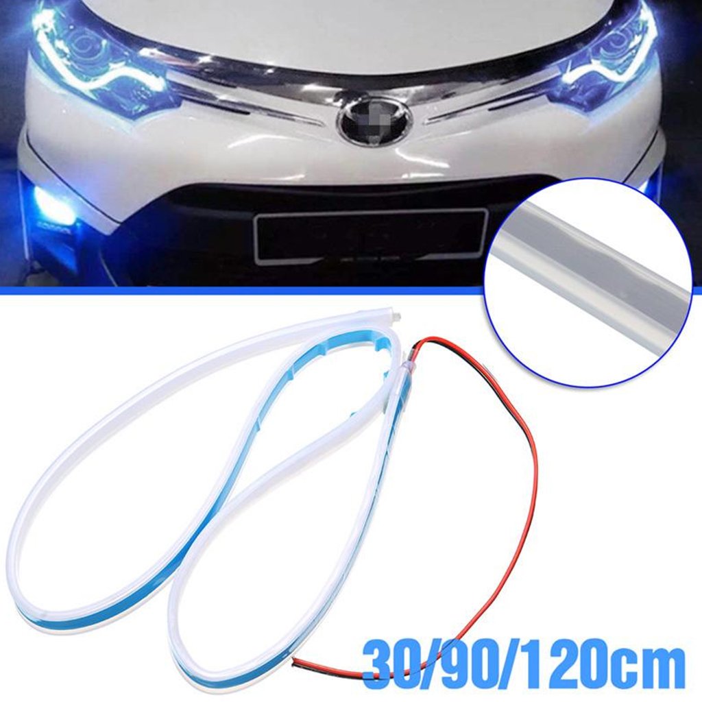 Bande LED Clignotante pour Phares – 2 Pièces 60 cm, Blanc & Orange image 0
