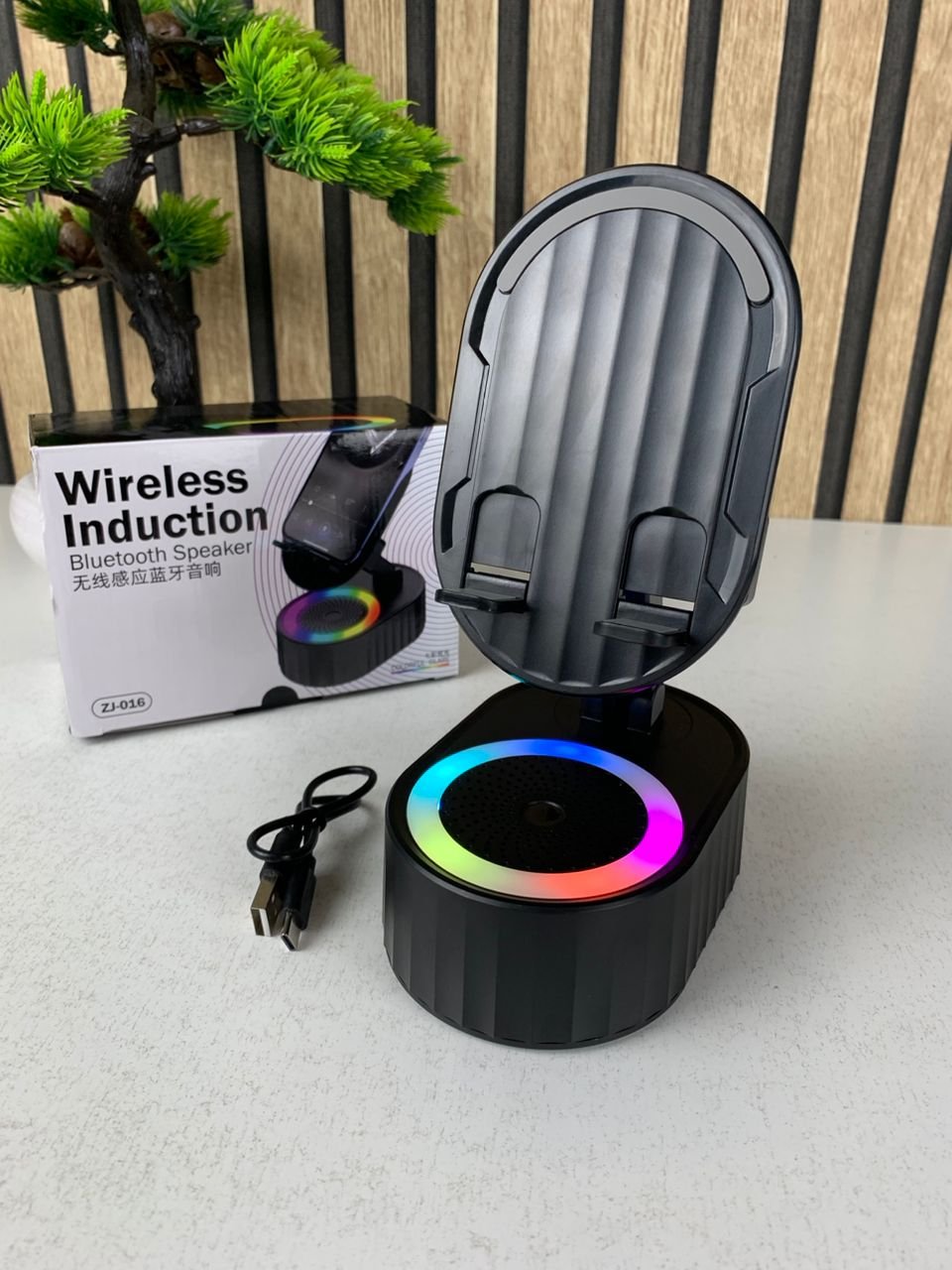 Haut-parleur Bluetooth intelligent à induction avec support et éclairage LED image 9