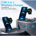 Station de Charge Sans Fil 3-en-1 – Charge Rapide, Sûre et Polyvalente