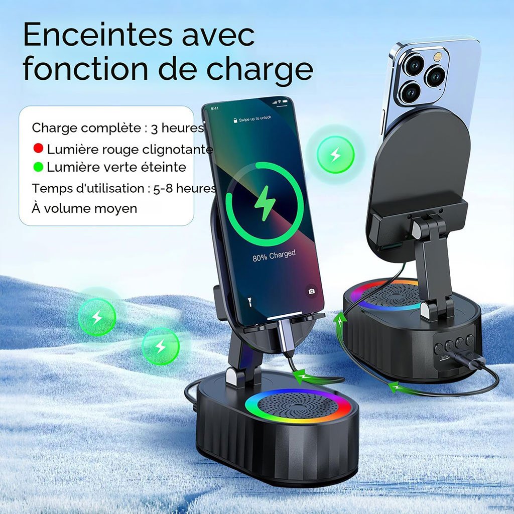 Haut-parleur Bluetooth intelligent à induction avec support et éclairage LED image 4