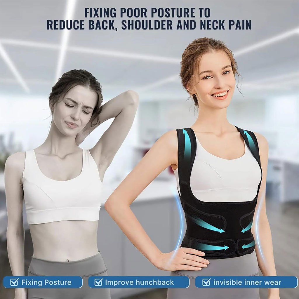 Correcteur de Posture Dos Réglable Unisexe avec Soutien Lombaire Respirant دعامة ظهر لتقويم الوضعية قابلة للتعديل للجنسين مع دعم قطني وتنفس عالي image 6