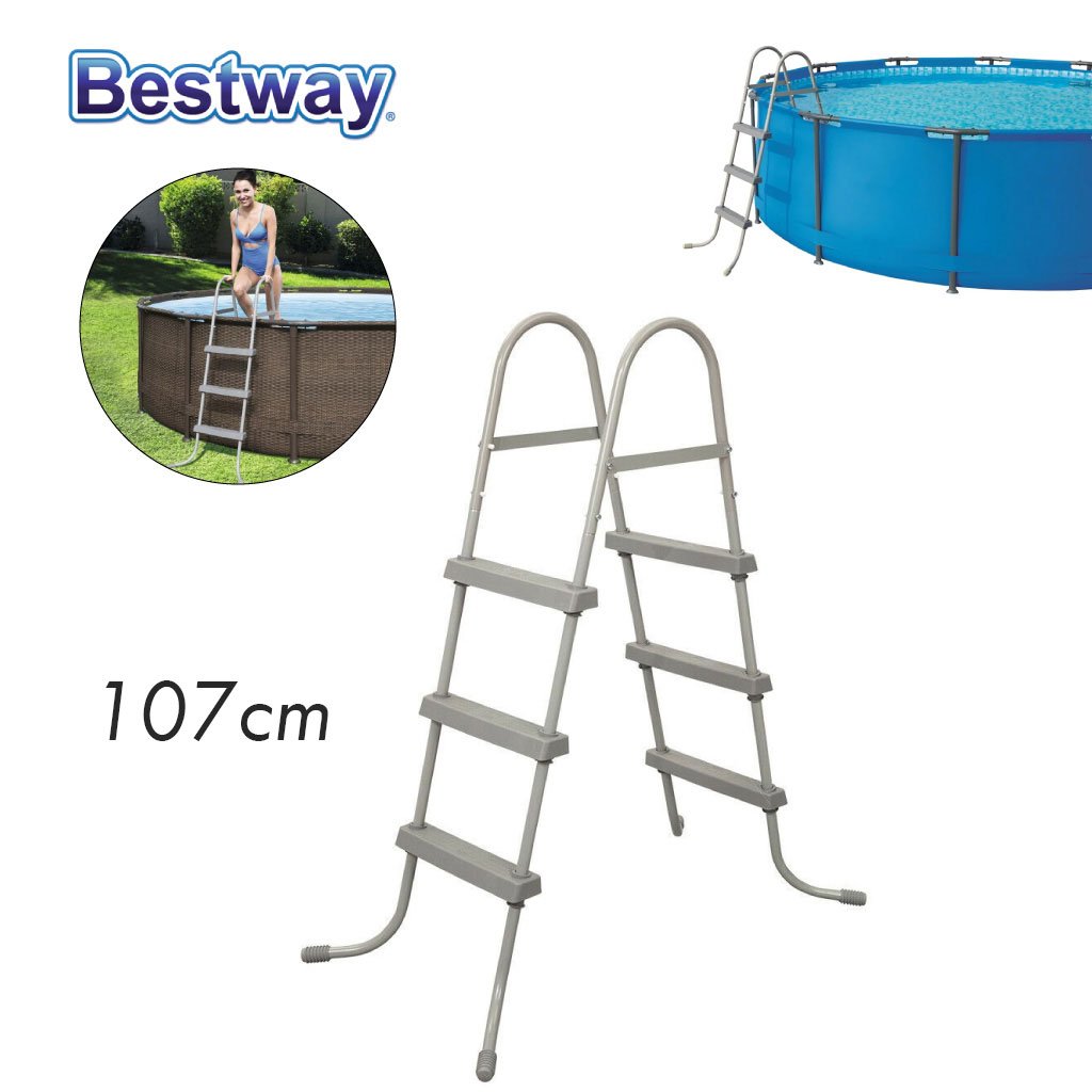 Échelle de Piscine Bestway 107 cm – 3 Marches Antidérapantes, 150 kg درج مسبح بست واي 107 سم – 3 درجات مقاومة للانزلاق، 150 كغ image 0