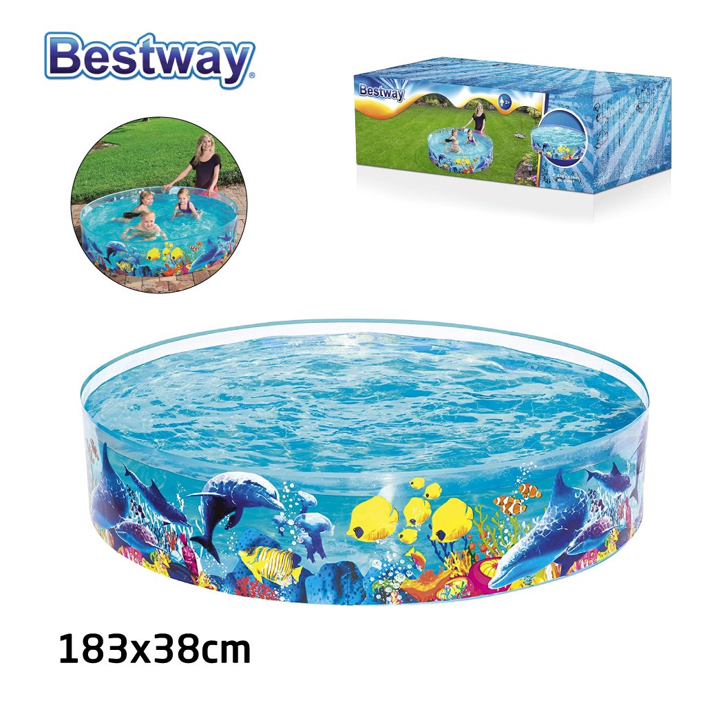 Piscine Rigide Aquarium 183x38 cm Bestway Enfants – مسبح صيفي صلب برسومات الأسماك للأطفال image 0