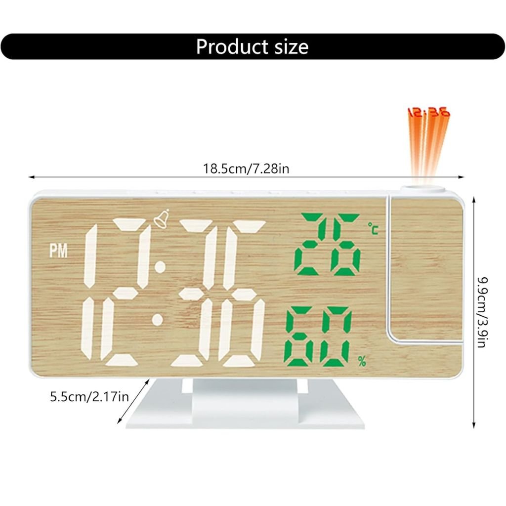 Horloge Numérique de Bureau avec Projection et Capteurs Température & Humidité – Jiqoe image 1