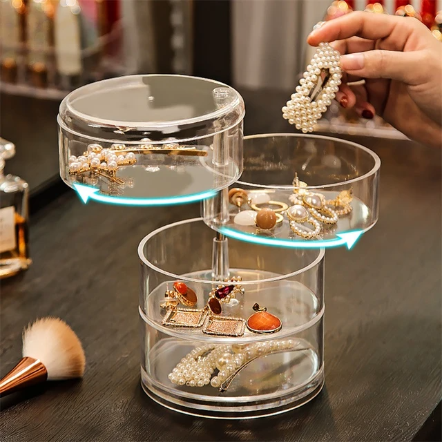 Boîte à Bijoux Rotative 360° en Cristal Acrylique – Grande Capacité et Design Élégan image 3