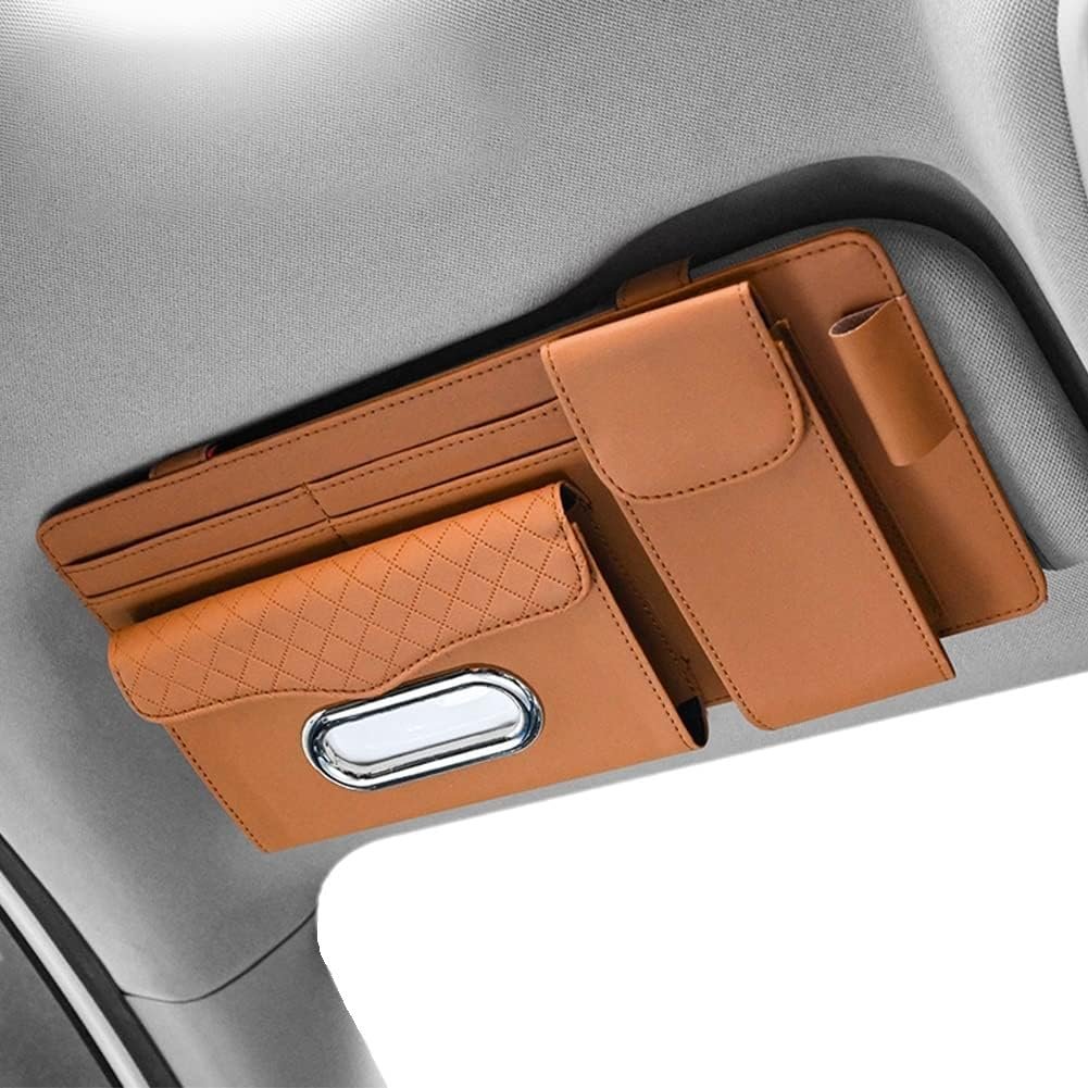 Organisateur de Pare-Soleil Voiture en Cuir – Multifonction & Élégant image 2