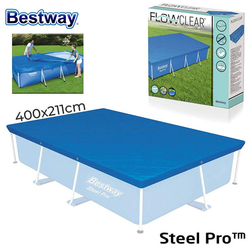 Bâche de Piscine Rectangulaire 400 x 211 cm en Polyéthylène Bestway 58107 – غطاء مسبح مستطيل كبير image 1