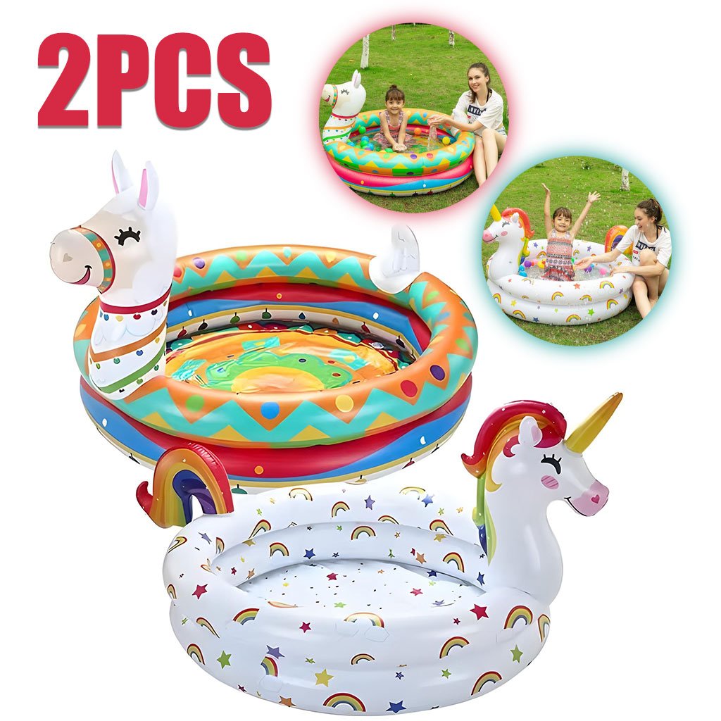 Pack de 2 Piscines Gonflables pour Enfants – Licorne & Lama | طقم مسبحين قابلين للنفخ للأطفال بشكل يونيكورن ولاما image 2