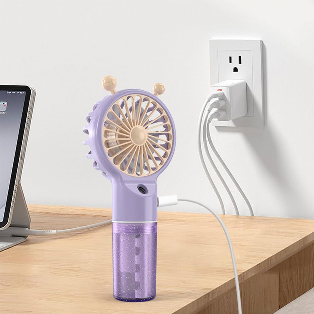 Ventilateur Portable avec Brumisateur USB – 4 Vitesses Rechargeables image 3